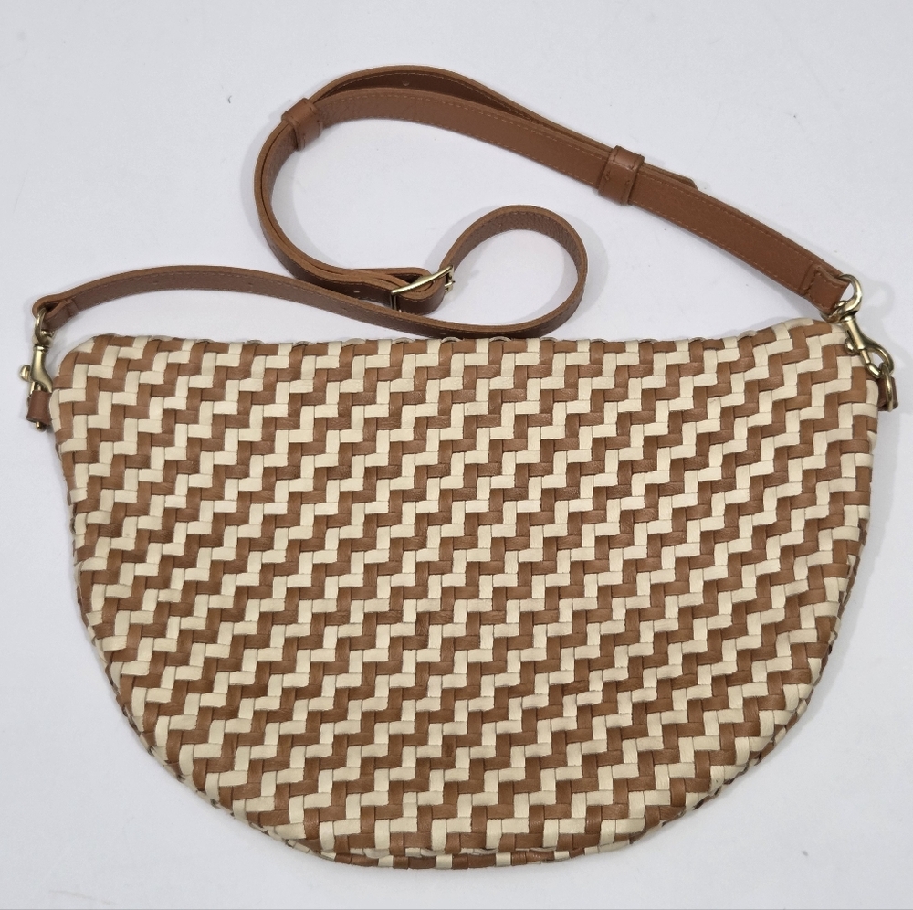 Clare V Woven Tan and Cream Crossbody Belt Bag - Picture 10 of 10